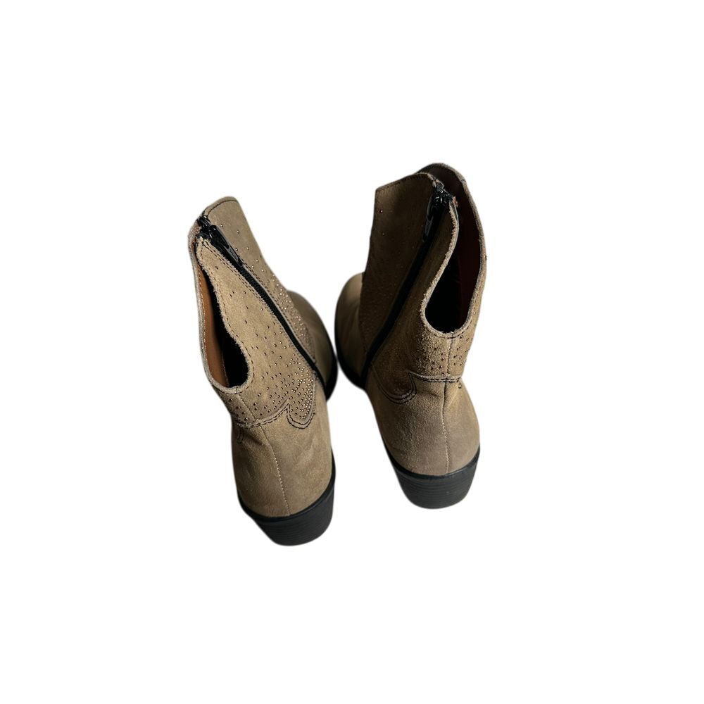 b.o.c. Born Concepts Taupe Suede Ankle Boots Western Perforated Detail Booties - Picture 3 of 8